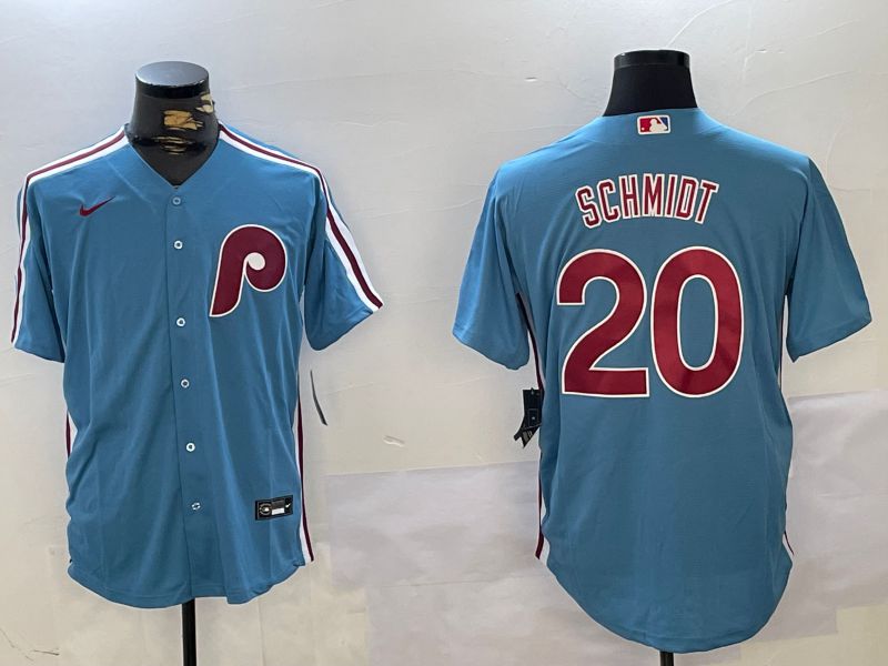 Men Philadelphia Phillies #20 Schmiot Blue Throwback Game 2024 Nike MLB Jersey style 2->philadelphia phillies->MLB Jersey